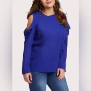 Lane Bryant Royal Blue Cold-Shoulder Blouse